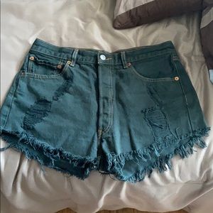 Green Levi High Waisted Shorts